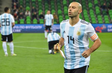 Krasnodar, Rusya - 14 Kasım 2017: Javier Mascherano sırasında 