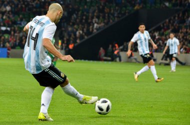 Krasnodar, Rusya - 14 Kasım 2017: Javier Mascherano sırasında 