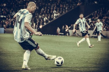 Krasnodar, Rusya - 14 Kasım 2017: Javier Mascherano sırasında 