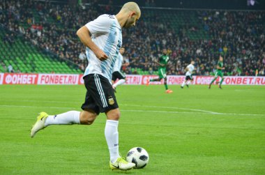 Krasnodar, Rusya - 14 Kasım 2017: Javier Mascherano sırasında 