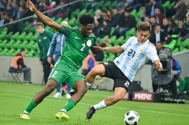 KRASNODAR, RUSSIA - November 14, 2017: Ola Aina (L) during a fri