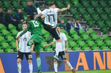 Krasnodar, Rusya - 14 Kasım 2017: Nicolas Otamendi (R) Düriye