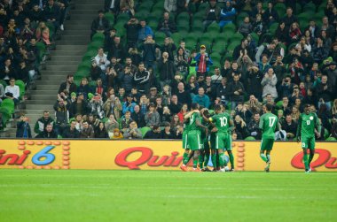 Krasnodar, Rusya Federasyonu - 14 Kasım 2017: Nijerya takım kutlamak