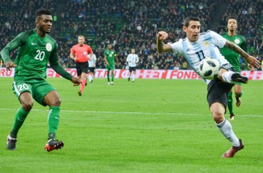 Krasnodar, Rusya - 14 Kasım 2017: Angel Di Maria (R) agains