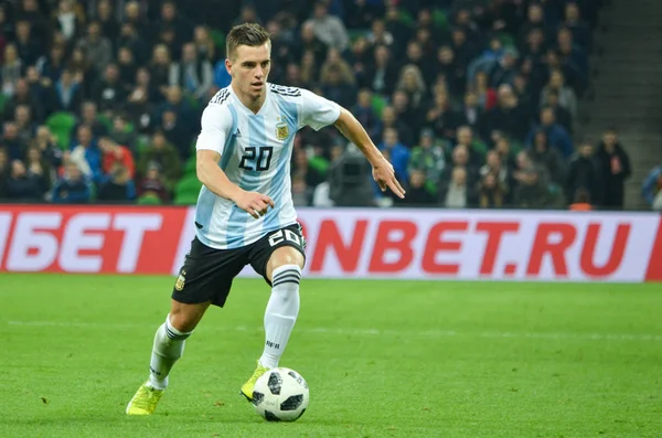 Krasnodar, Rusya - 14 Kasım 2017: Giovani Lo Celso sırasında bir