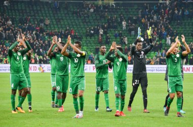 Krasnodar, Rusya - 14 Kasım 2017: Futbolcular milletin