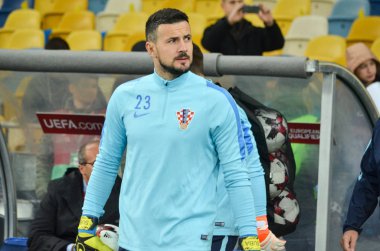 Kiev, Ukrayna - 09 Ekim 2017: Danijel Subasic Fif sırasında
