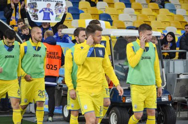 Kiev, Ukrayna - 09 Ekim 2017: Ukrayna, futbol oyuncuları