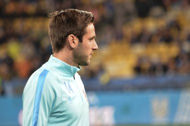 Kiev, Ukrayna - 09 Ekim 2017: Duje polis FIFA Dünya sırasında