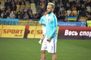 Kiev, Ukrayna - 09 Ekim 2017: Ivan Rakitic sırasında FIFA W