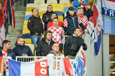 Kiev, Ukrayna - 09 Ekim 2017: Hırvat Milli hayranları 