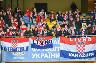 Kiev, Ukrayna - 09 Ekim 2017: Hırvat Milli hayranları 