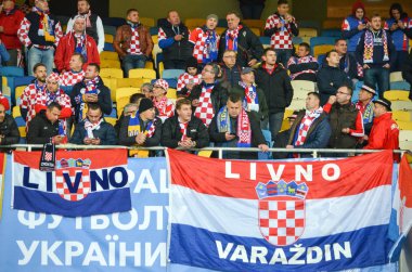 Kiev, Ukrayna - 09 Ekim 2017: Hırvat Milli hayranları 