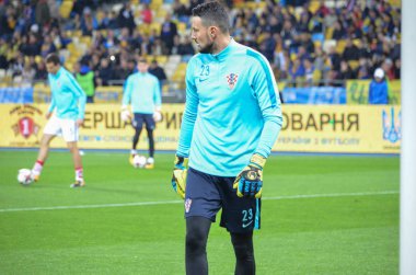 Kiev, Ukrayna - 09 Ekim 2017: Danijel Subasic Fif sırasında