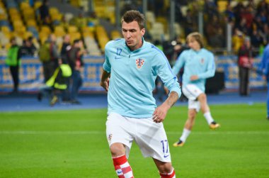 Kiev, Ukrayna - 09 Ekim 2017: Mario Mandzukic Fif sırasında