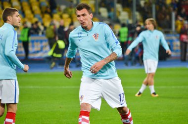 Kiev, Ukrayna - 09 Ekim 2017: Mario Mandzukic Fif sırasında