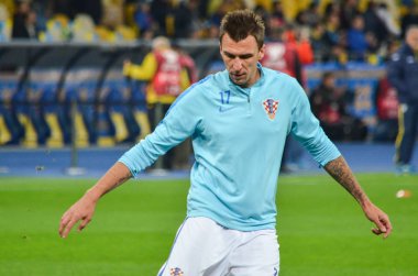 Kiev, Ukrayna - 09 Ekim 2017: Mario Mandzukic Fif sırasında