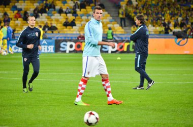 Kiev, Ukrayna - 09 Ekim 2017: Mario Mandzukic Fif sırasında