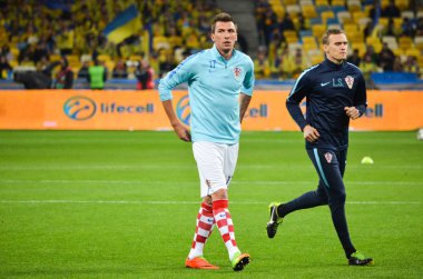 Kiev, Ukrayna - 09 Ekim 2017: Mario Mandzukic Fif sırasında