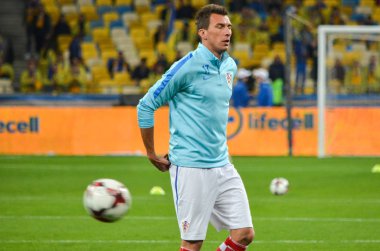 Kiev, Ukrayna - 09 Ekim 2017: Mario Mandzukic Fif sırasında