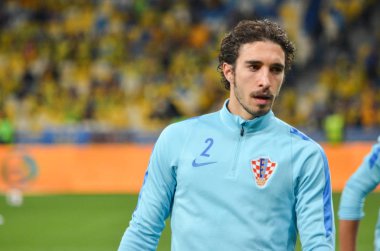Kiev, Ukrayna - 09 Ekim 2017: Sime Vrsaljko FIFA sırasında 