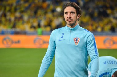 Kiev, Ukrayna - 09 Ekim 2017: Sime Vrsaljko FIFA sırasında 