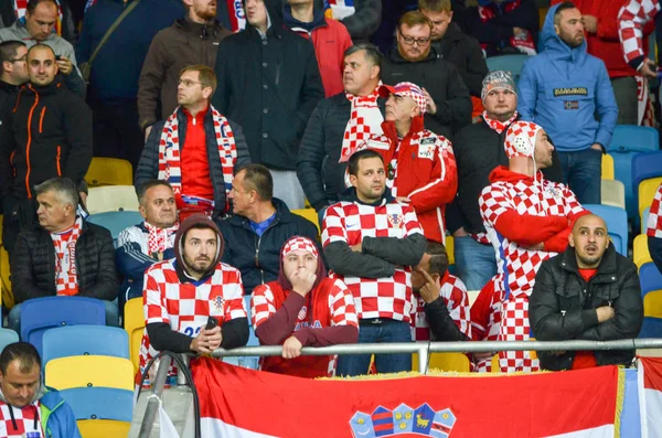 Kiev, Oekraïne - 09 oktober 2017: Fans van de Kroatische nationale — Stockfoto