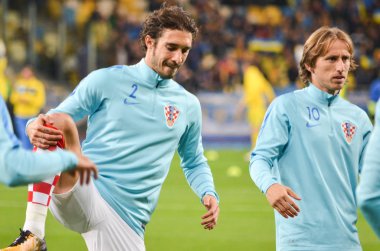 Kiev, Ukrayna - 09 Ekim 2017: Sime Vrsaljko (L) F sırasında