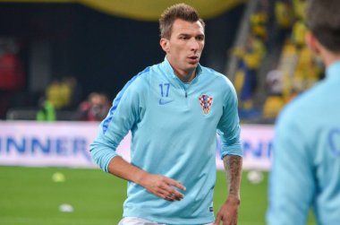 Kiev, Ukrayna - 09 Ekim 2017: Mario Mandzukic Fif sırasında