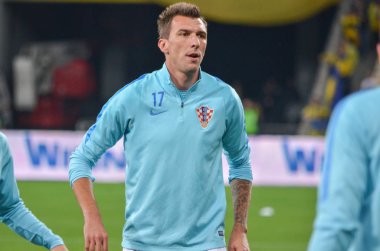 Kiev, Ukrayna - 09 Ekim 2017: Mario Mandzukic Fif sırasında