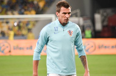 Kiev, Ukrayna - 09 Ekim 2017: Mario Mandzukic Fif sırasında
