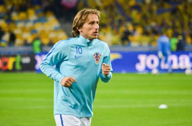 Kiev, Ukrayna - 09 Ekim 2017: Luka Modric FIFA Wo sırasında