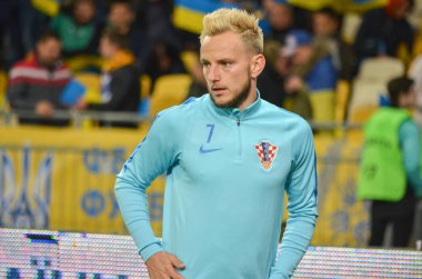 Kiev, Ukrayna - 09 Ekim 2017: Ivan Rakitic sırasında FIFA W