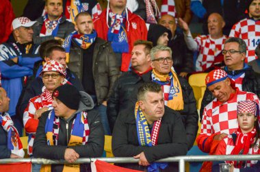 Kiev, Ukrayna - 09 Ekim 2017: Hırvat Milli hayranları 