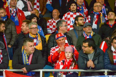 Kiev, Ukrayna - 09 Ekim 2017: Hırvat Milli hayranları 