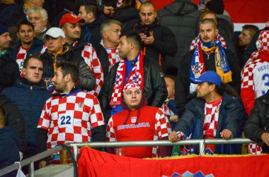 Kiev, Ukrayna - 09 Ekim 2017: Hırvat Milli hayranları 