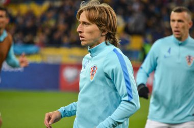 Kiev, Ukrayna - 09 Ekim 2017: Luka Modric FIFA Wo sırasında