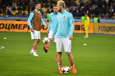 Kiev, Ukrayna - 09 Ekim 2017: Ivan Rakitic sırasında FIFA W