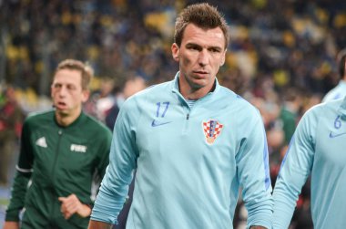 Kiev, Ukrayna - 09 Ekim 2017: Mario Mandzukic Fif sırasında