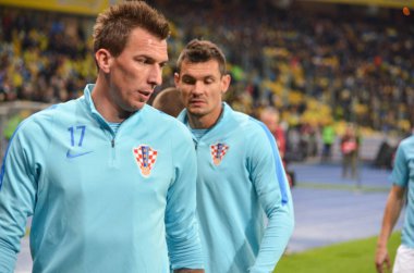 Kiev, Ukrayna - 09 Ekim 2017: Mario Mandzukic Fif sırasında