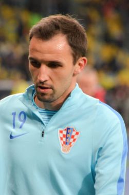 Kiev, Ukrayna - 09 Ekim 2017: Milan Badelj sırasında FIFA W