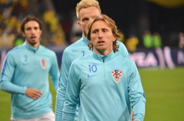 Kiev, Ukrayna - 09 Ekim 2017: Luka Modric FIFA Wo sırasında