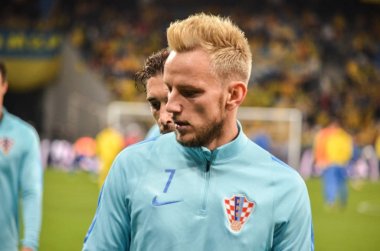 Kiev, Ukrayna - 09 Ekim 2017: Ivan Rakitic (R) F sırasında