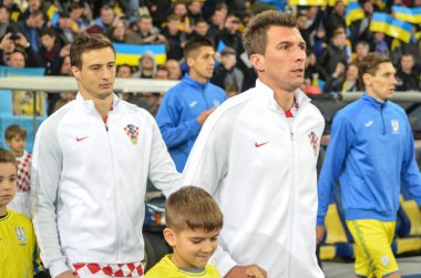 Kiev, Ukrayna - 09 Ekim 2017: Mario Mandzukic Fif sırasında