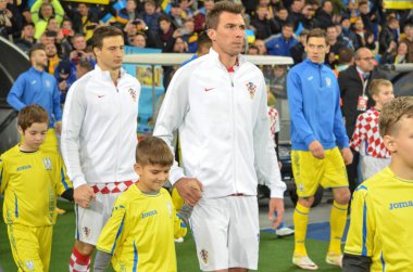 Kiev, Ukrayna - 09 Ekim 2017: Mario Mandzukic Fif sırasında