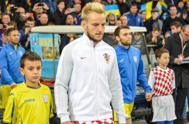 Kiev, Ukrayna - 09 Ekim 2017: Ivan Rakitic sırasında FIFA W