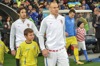 Kiev, Ukrayna - 09 Ekim 2017: Domagoj Vida sırasında FIFA W