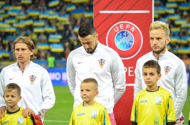 Kiev, Ukrayna - 09 Ekim 2017: Futbolcuların milletin