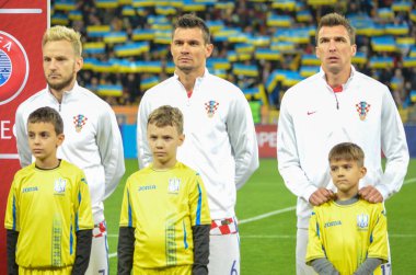 Kiev, Ukrayna - 09 Ekim 2017: Futbolcuların milletin
