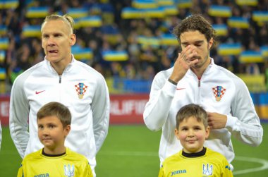Kiev, Ukrayna - 09 Ekim 2017: Sime Vrsaljko (R) F sırasında